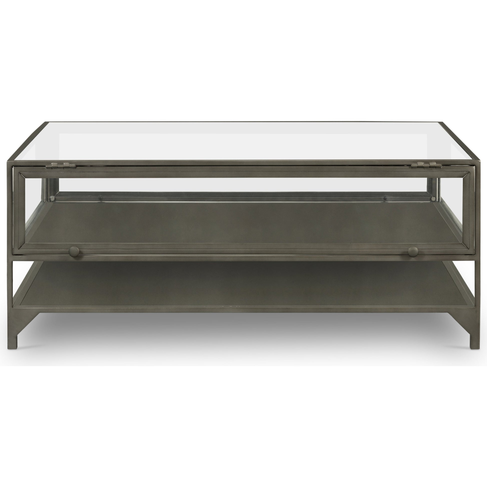 Shadow Box Coffee Table by Four Hands in black. Made from tempered glass, iron in a modern style.