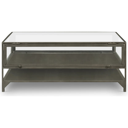 Shadow Box Coffee Table by Four Hands in black. Made from tempered glass, iron in a modern style.