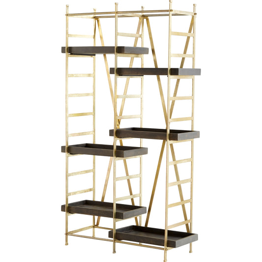 Corsetto Etagere by Cyan Design in gold, gray. Made from iron, wood in a modern style.