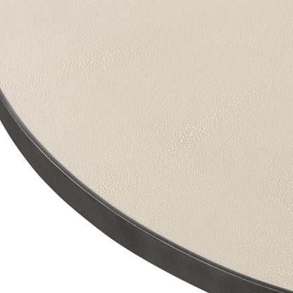 Shagreen Coffee Table by Four Hands in antique brass, grey shagreen and grey. Made from faux shagreen, iron in a modern style.