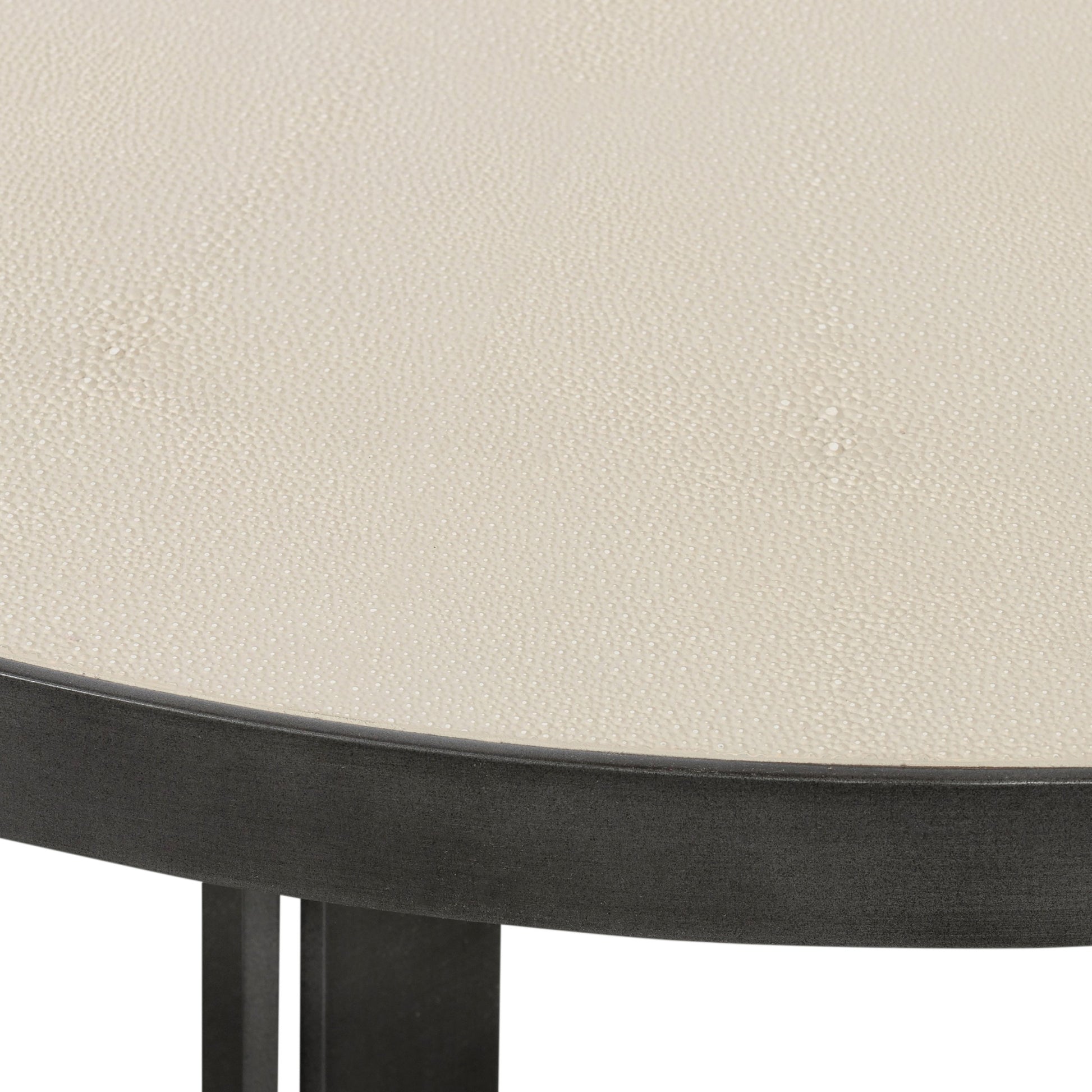 Shagreen Coffee Table by Four Hands in antique brass, grey shagreen and grey. Made from faux shagreen, iron in a modern style.