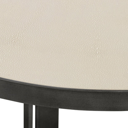 Shagreen Coffee Table by Four Hands in antique brass, grey shagreen and grey. Made from faux shagreen, iron in a modern style.