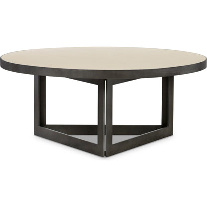 Shagreen Coffee Table by Four Hands in antique brass, grey shagreen and grey. Made from faux shagreen, iron in a modern style.