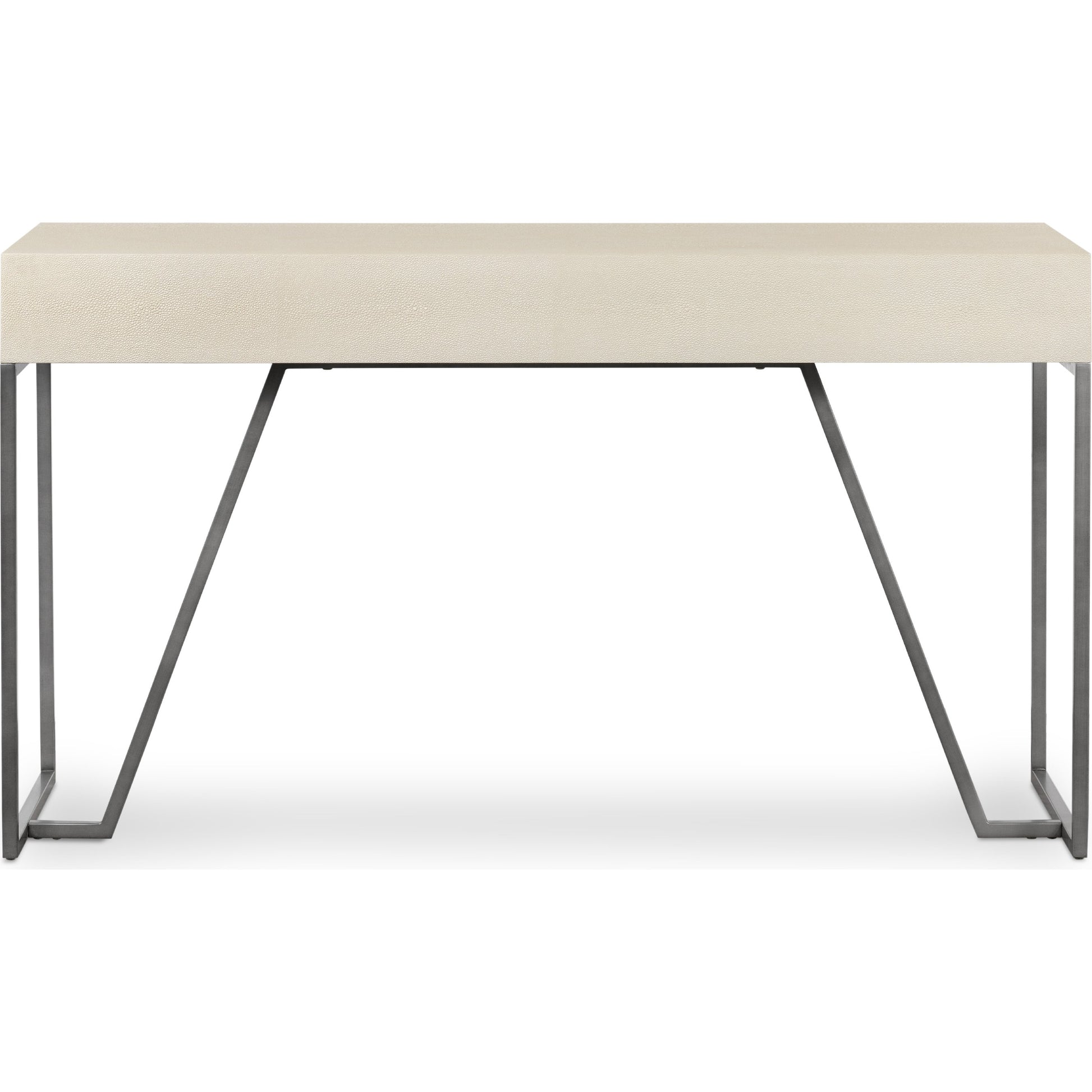 Shagreen Desk by Four Hands in grey shagreen, antique brass and antique brass. Made from faux shagreen, iron in a modern style.