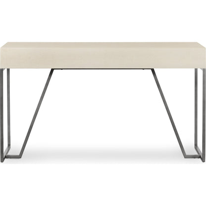 Shagreen Desk by Four Hands in grey shagreen, antique brass and antique brass. Made from faux shagreen, iron in a modern style.