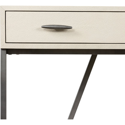Shagreen Desk by Four Hands in grey shagreen, antique brass and antique brass. Made from faux shagreen, iron in a modern style.