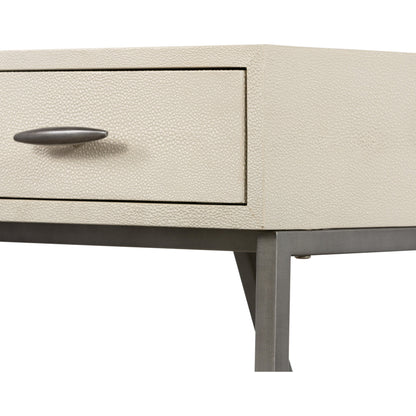 Shagreen Desk by Four Hands in grey shagreen, antique brass and antique brass. Made from faux shagreen, iron in a modern style.