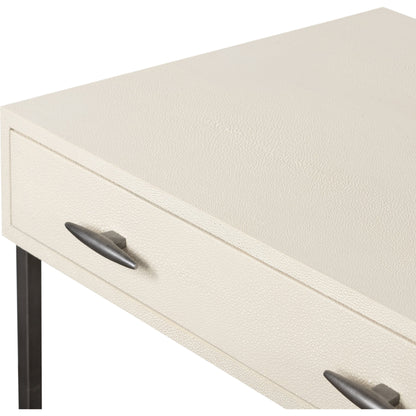 Shagreen Desk by Four Hands in grey shagreen, antique brass and antique brass. Made from faux shagreen, iron in a modern style.