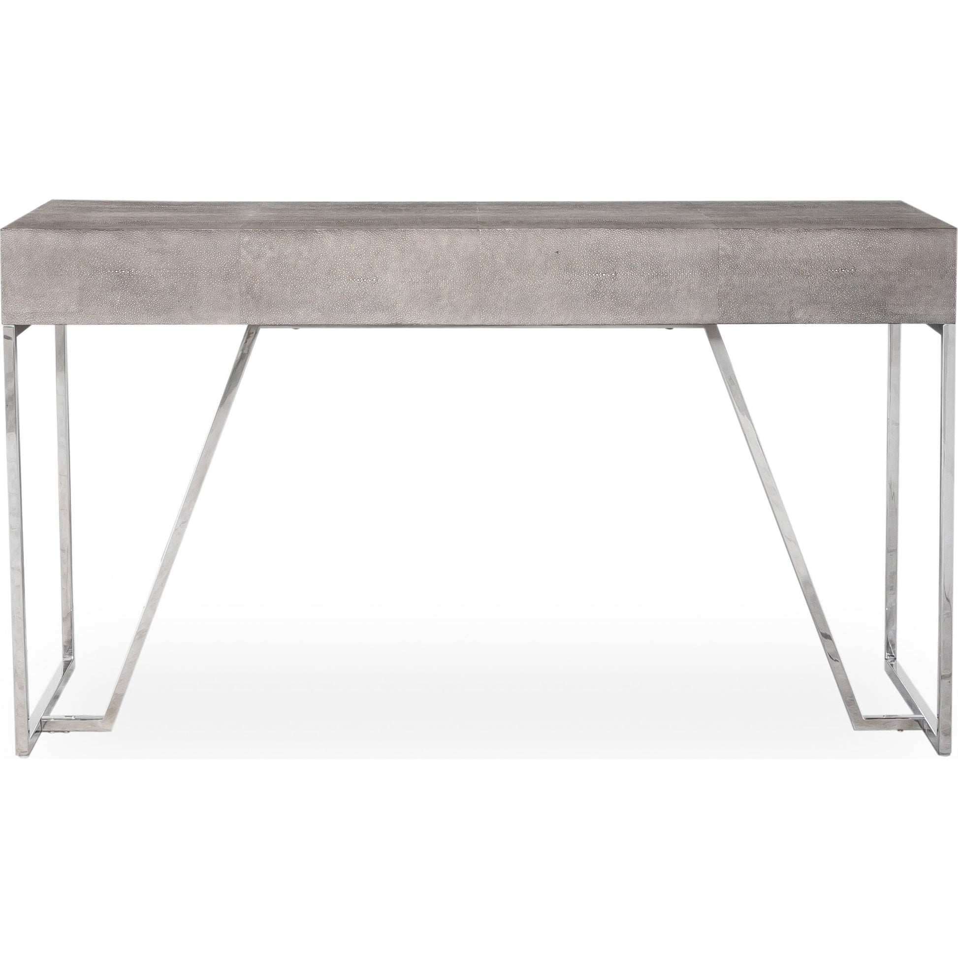 Shagreen Desk by Four Hands in grey shagreen, antique brass and antique brass. Made from faux shagreen, iron in a modern style.