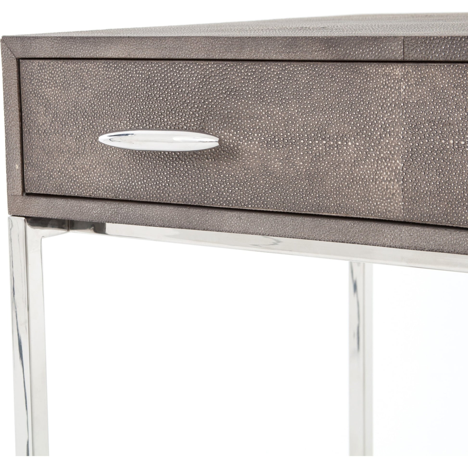 Shagreen Desk by Four Hands in grey shagreen, antique brass and antique brass. Made from faux shagreen, iron in a modern style.