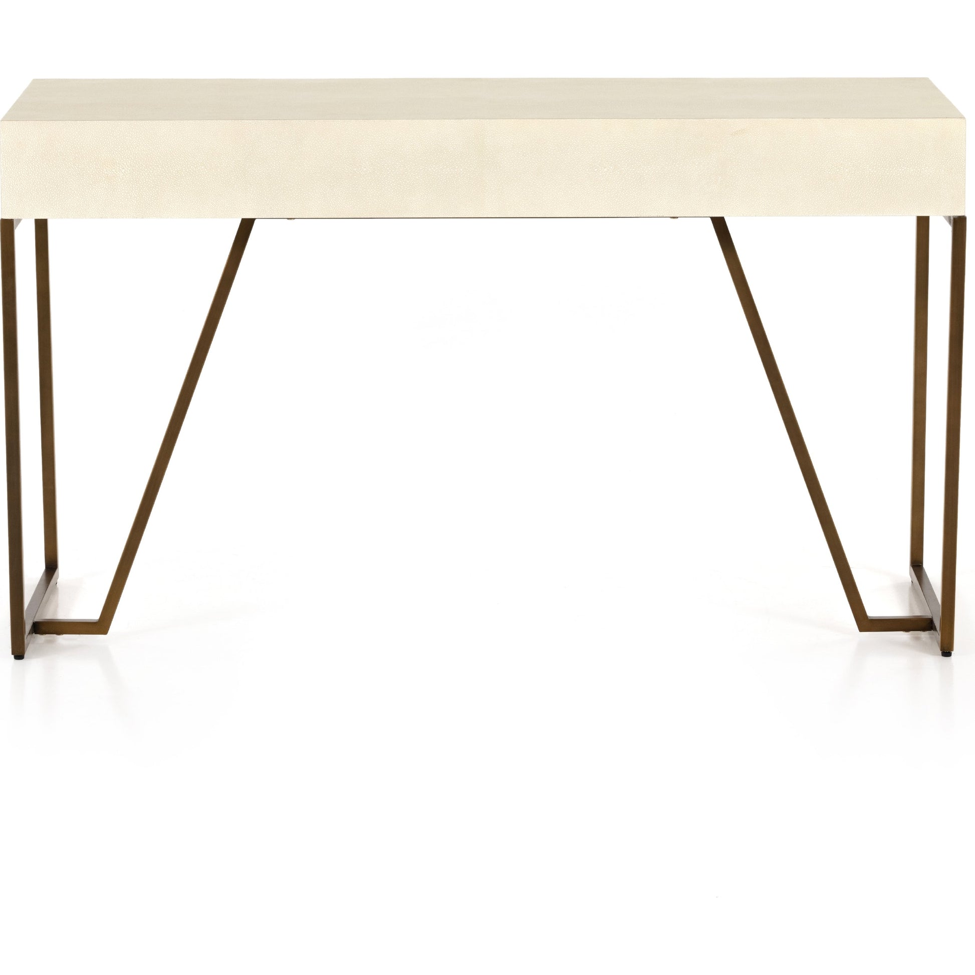 Shagreen Desk by Four Hands in grey shagreen, antique brass and antique brass. Made from faux shagreen, iron in a modern style.