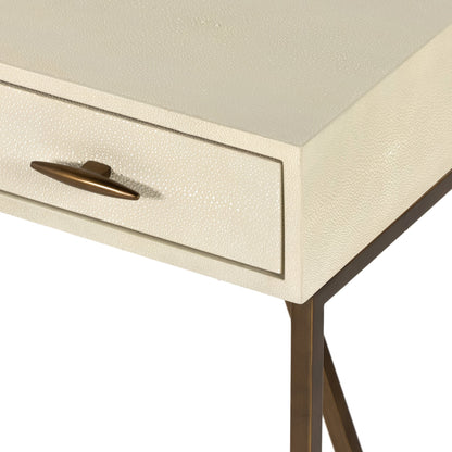 Shagreen Desk by Four Hands in grey shagreen, antique brass and antique brass. Made from faux shagreen, iron in a modern style.