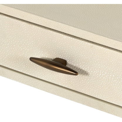 Shagreen Desk by Four Hands in grey shagreen, antique brass and antique brass. Made from faux shagreen, iron in a modern style.
