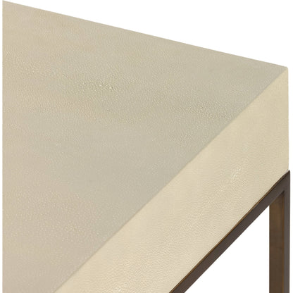 Shagreen Desk by Four Hands in grey shagreen, antique brass and antique brass. Made from faux shagreen, iron in a modern style.