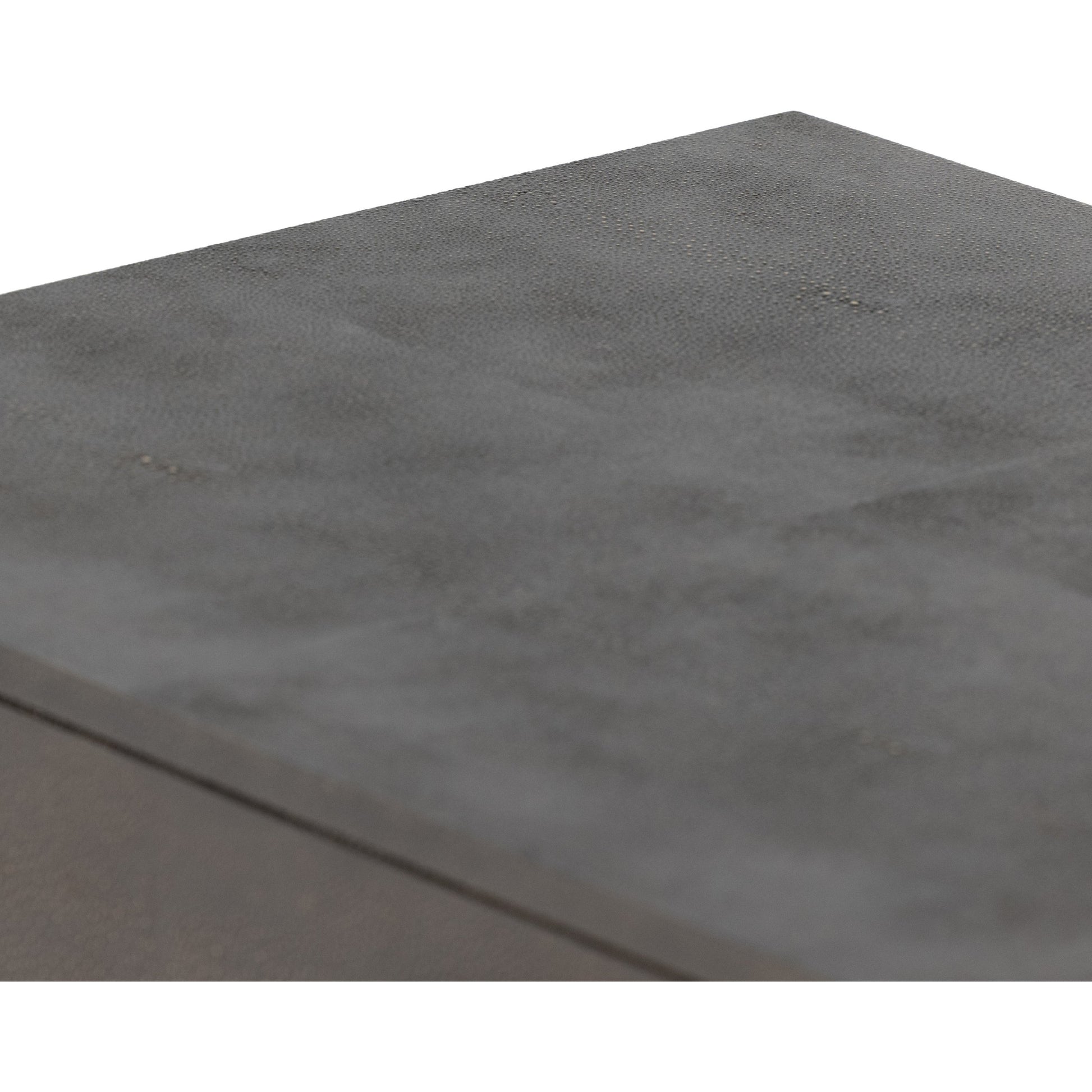 Shagreen Desk by Four Hands in grey shagreen, antique brass and antique brass. Made from faux shagreen, iron in a modern style.