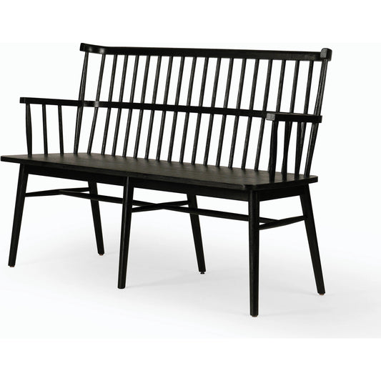 Aspen Bench by Four Hands in matte black. Made from solid beech, beech veneer in a cottage & farmhouse style.