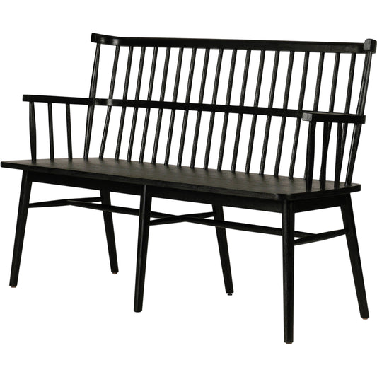 Aspen Bench by Four Hands in matte black. Made from solid beech, beech veneer in a cottage & farmhouse style.