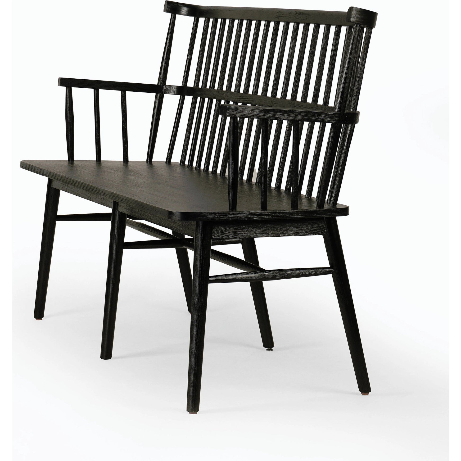 Aspen Bench by Four Hands in matte black. Made from solid beech, beech veneer in a cottage & farmhouse style.