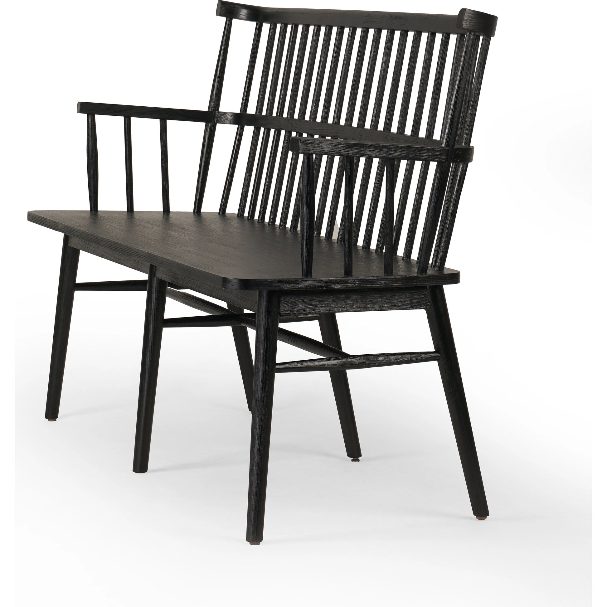 Aspen Bench by Four Hands in matte black. Made from solid beech, beech veneer in a cottage & farmhouse style.