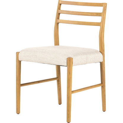 Glenmore Dining Chair by Four Hands. Made from 49% viscose (rayon), 22% flax, linen, 18% polyester, 11% cotton, solid oak, 100% polyester in a transitional style.