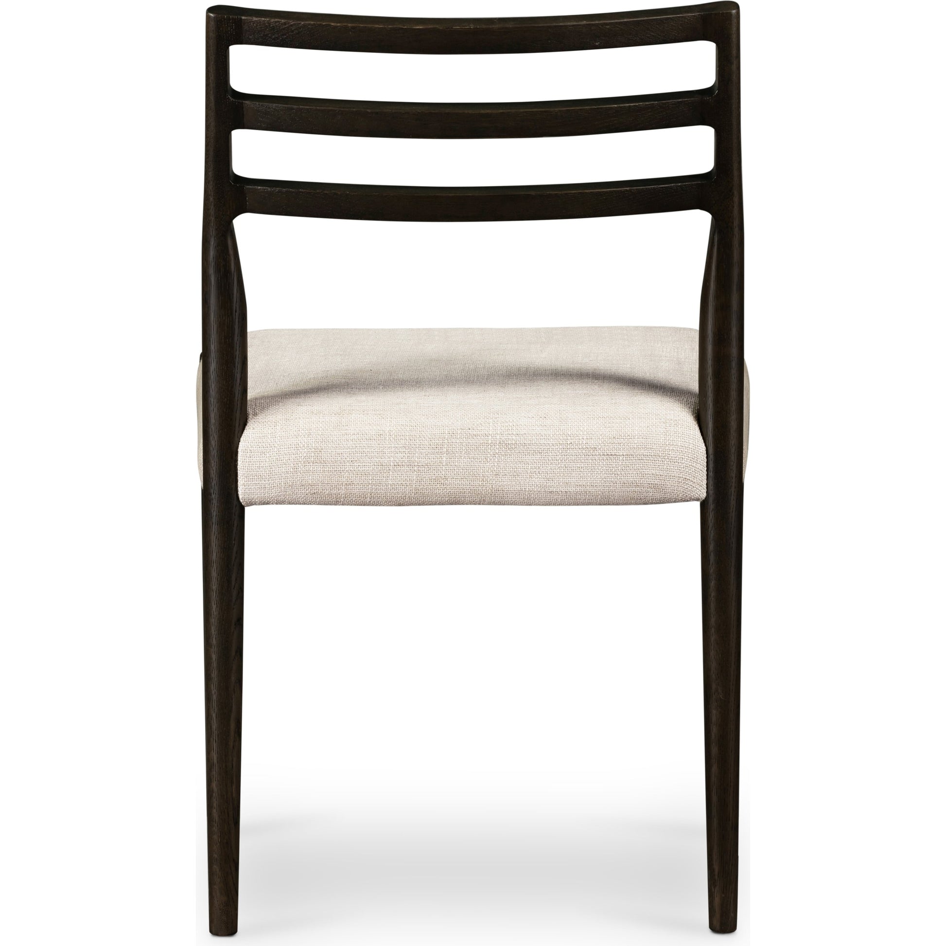 Glenmore Dining Chair by Four Hands. Made from 49% viscose (rayon), 22% flax, linen, 18% polyester, 11% cotton, solid oak, 100% polyester in a transitional style.