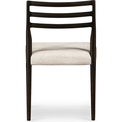 Glenmore Dining Chair by Four Hands. Made from 49% viscose (rayon), 22% flax, linen, 18% polyester, 11% cotton, solid oak, 100% polyester in a transitional style.