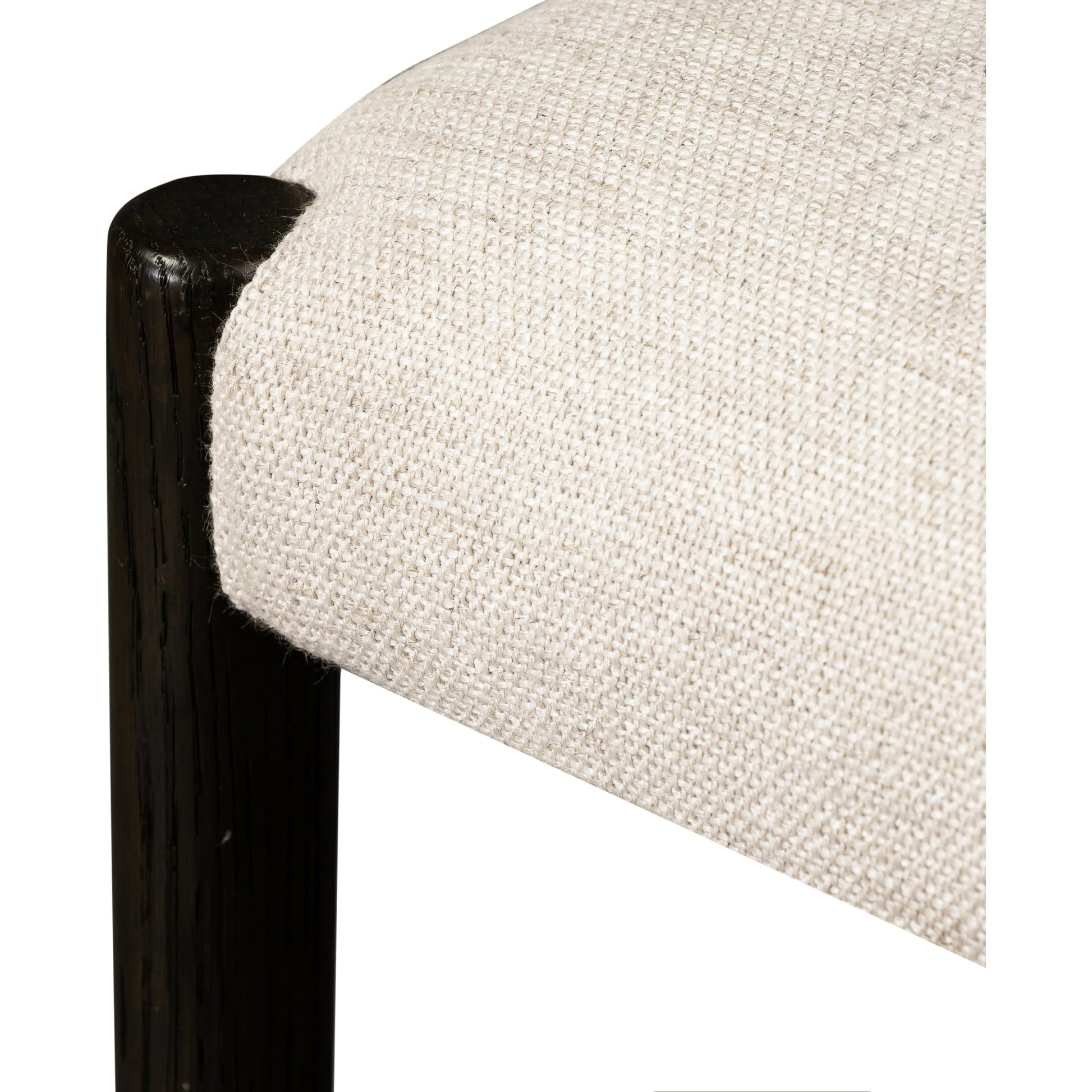 Glenmore Dining Chair by Four Hands. Made from 49% viscose (rayon), 22% flax, linen, 18% polyester, 11% cotton, solid oak, 100% polyester in a transitional style.