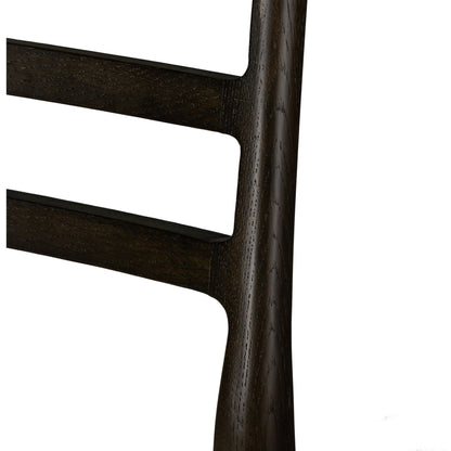 Glenmore Dining Chair by Four Hands. Made from 49% viscose (rayon), 22% flax, linen, 18% polyester, 11% cotton, solid oak, 100% polyester in a transitional style.