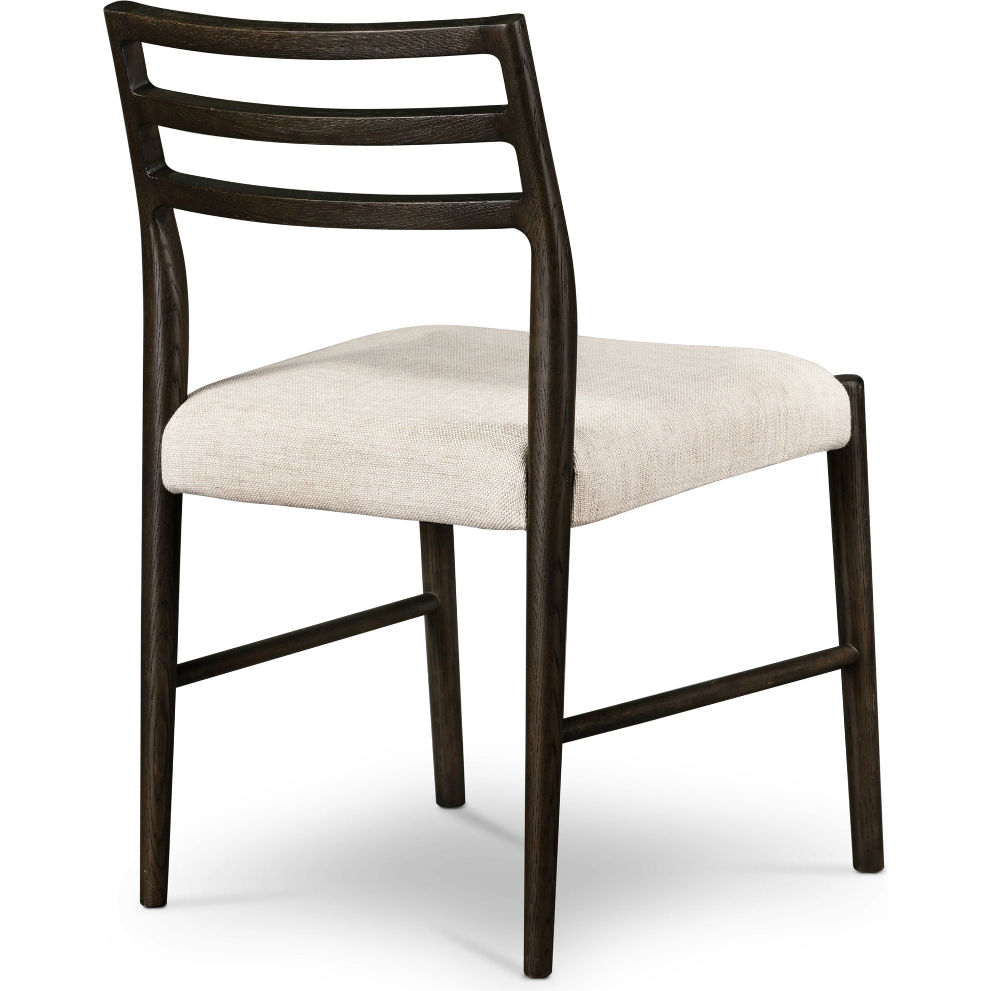 Glenmore Dining Chair by Four Hands. Made from 49% viscose (rayon), 22% flax, linen, 18% polyester, 11% cotton, solid oak, 100% polyester in a transitional style.