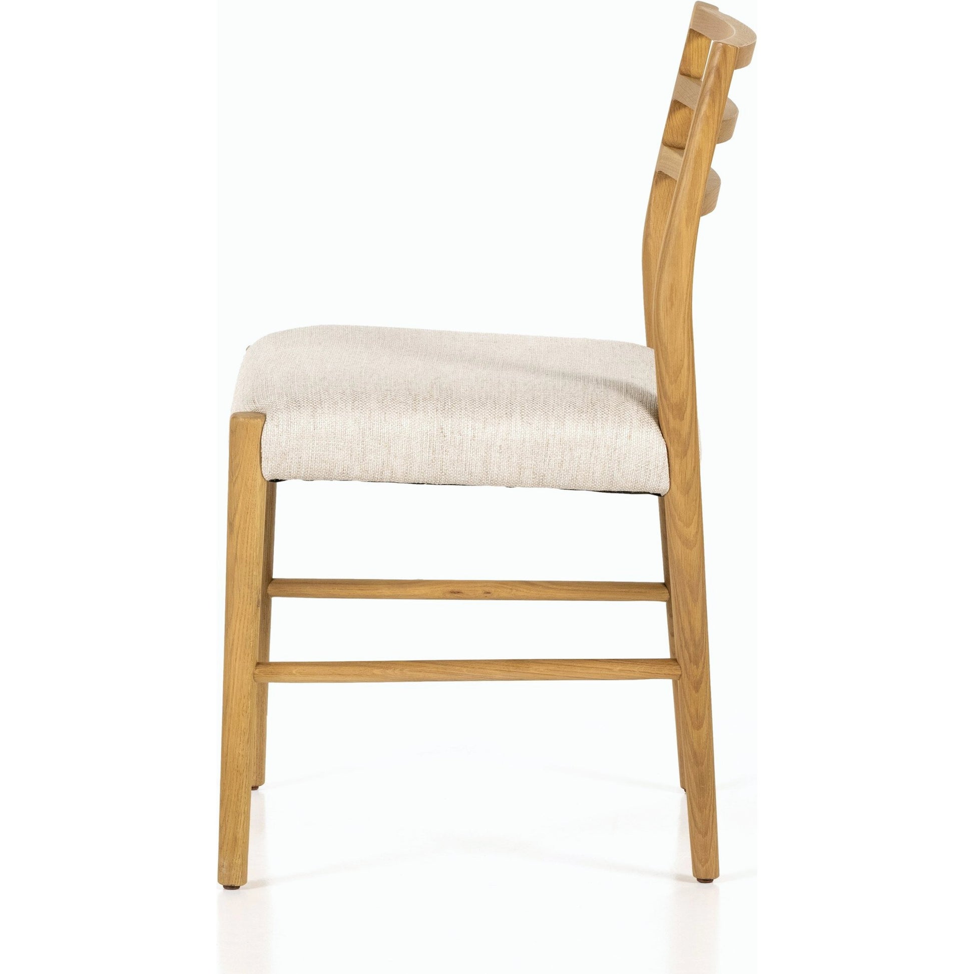 Glenmore Dining Chair by Four Hands. Made from 49% viscose (rayon), 22% flax, linen, 18% polyester, 11% cotton, solid oak, 100% polyester in a transitional style.