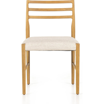 Glenmore Dining Chair by Four Hands. Made from 49% viscose (rayon), 22% flax, linen, 18% polyester, 11% cotton, solid oak, 100% polyester in a transitional style.