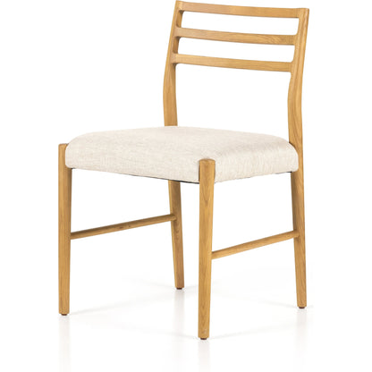 Glenmore Dining Chair by Four Hands. Made from 49% viscose (rayon), 22% flax, linen, 18% polyester, 11% cotton, solid oak, 100% polyester in a transitional style.