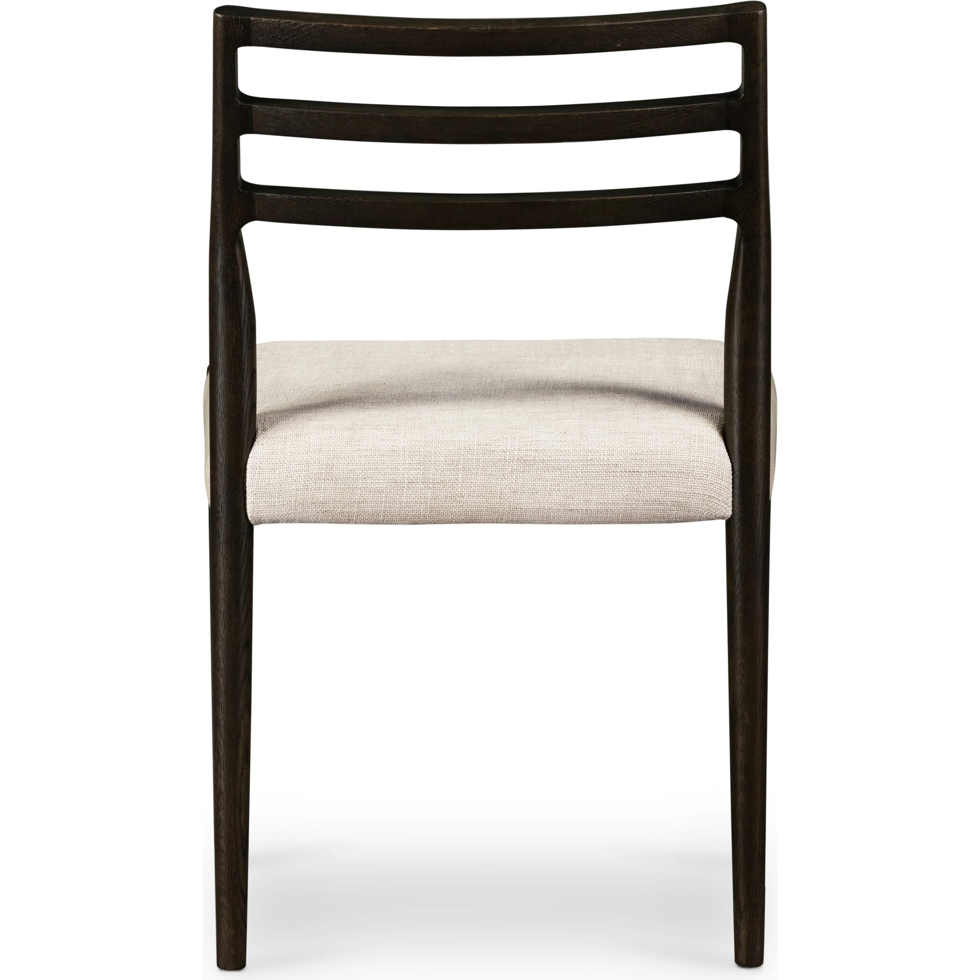 Glenmore Dining Chair by Four Hands. Made from 49% viscose (rayon), 22% flax, linen, 18% polyester, 11% cotton, solid oak, 100% polyester in a transitional style.
