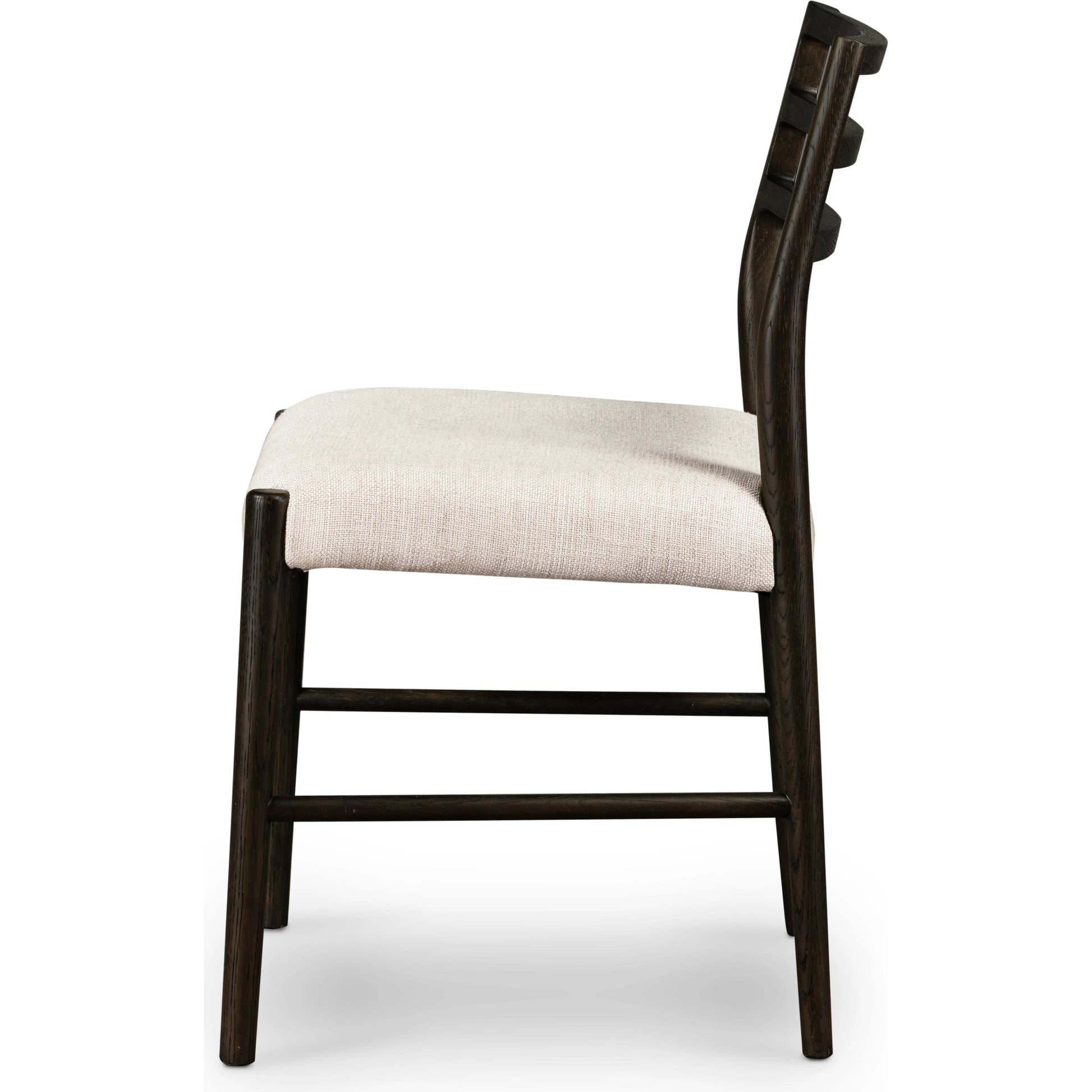 Glenmore Dining Chair by Four Hands. Made from 49% viscose (rayon), 22% flax, linen, 18% polyester, 11% cotton, solid oak, 100% polyester in a transitional style.
