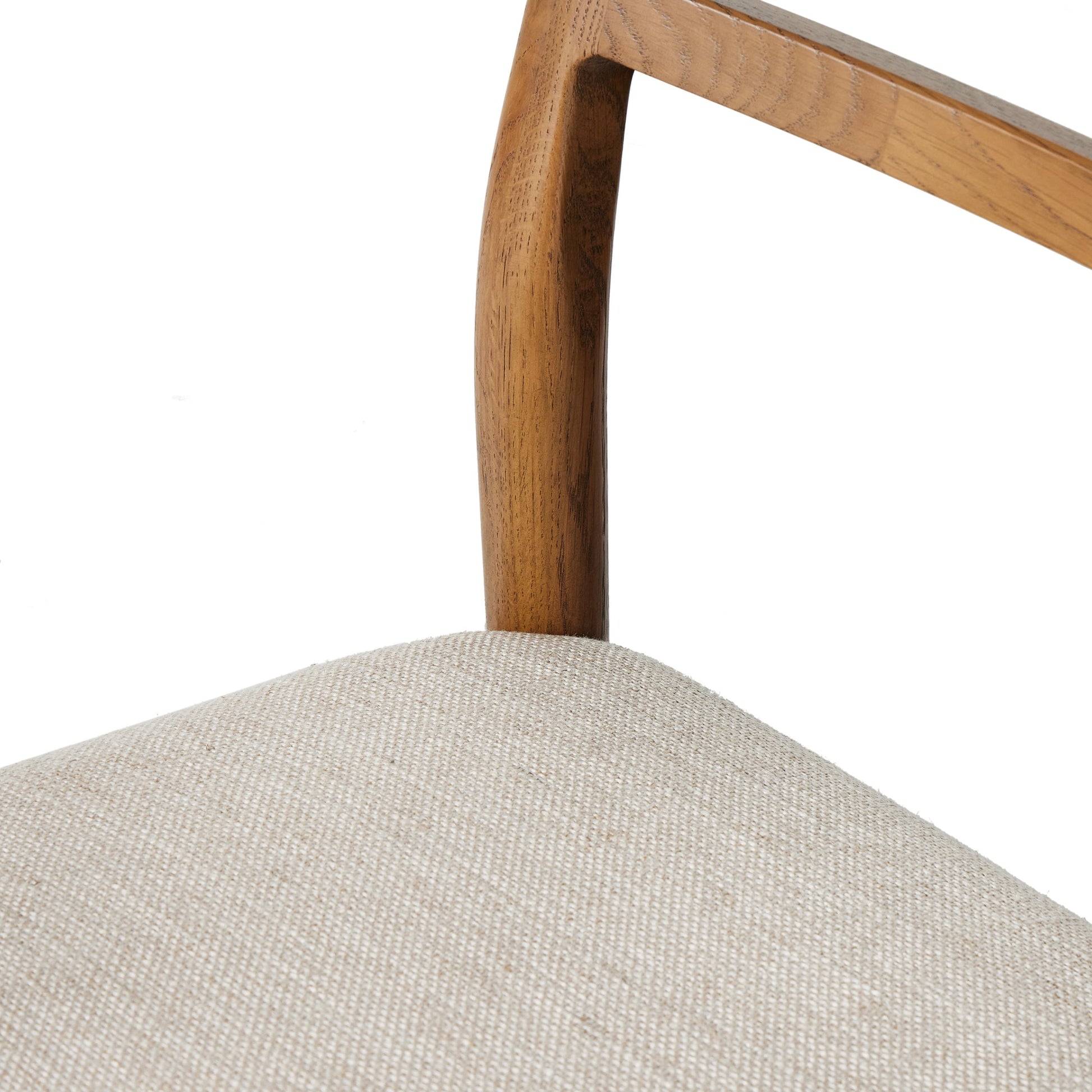 Glenmore Dining Chair by Four Hands. Made from 49% viscose (rayon), 22% flax, linen, 18% polyester, 11% cotton, solid oak, 100% polyester in a transitional style.