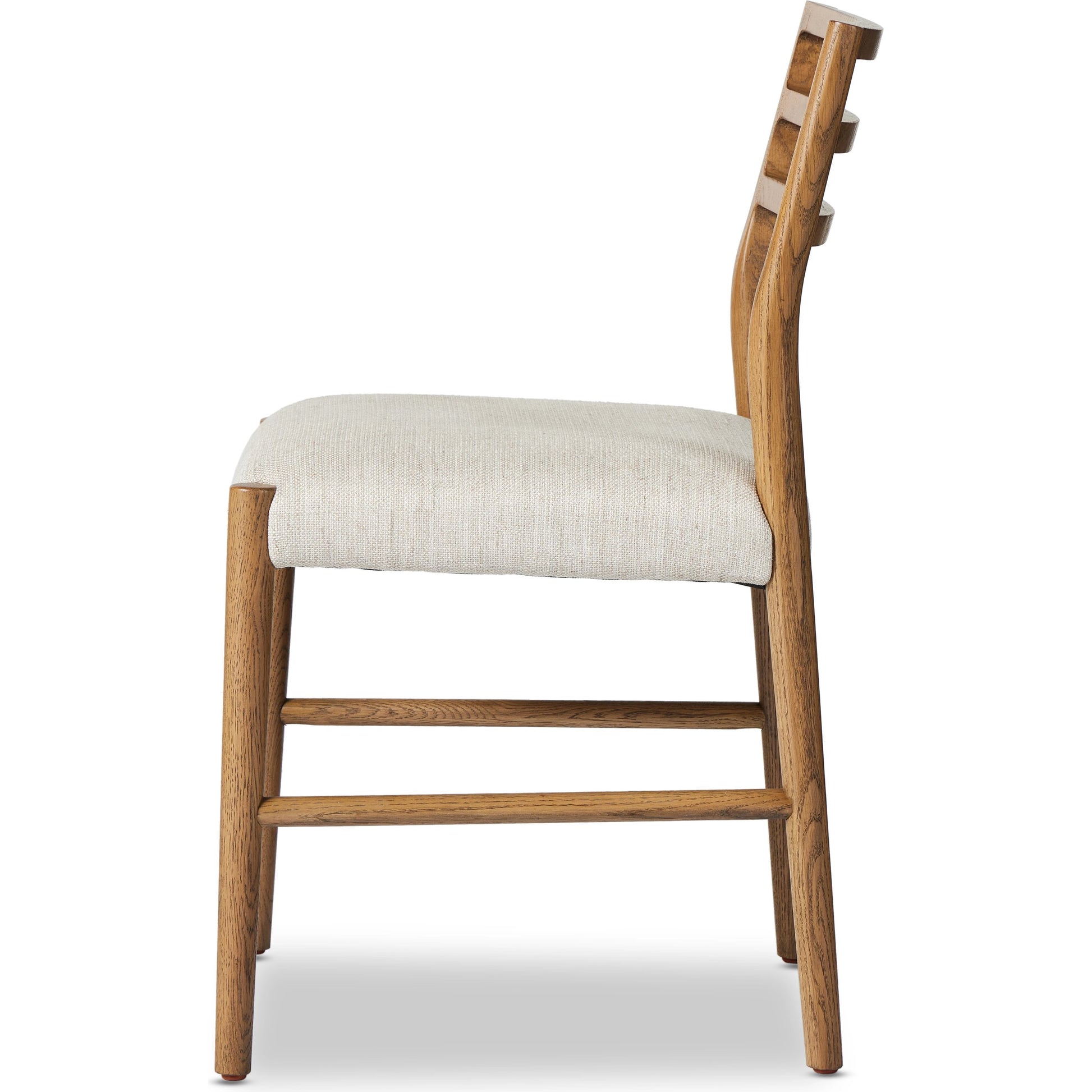 Glenmore Dining Chair by Four Hands. Made from 49% viscose (rayon), 22% flax, linen, 18% polyester, 11% cotton, solid oak, 100% polyester in a transitional style.