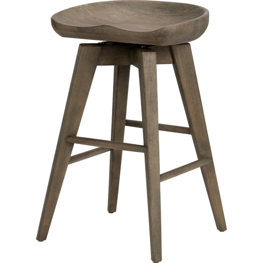 Paramore Swivel Counter Stool by Four Hands in brushed shale grey. Made from solid parawood in a cottage & farmhouse style.