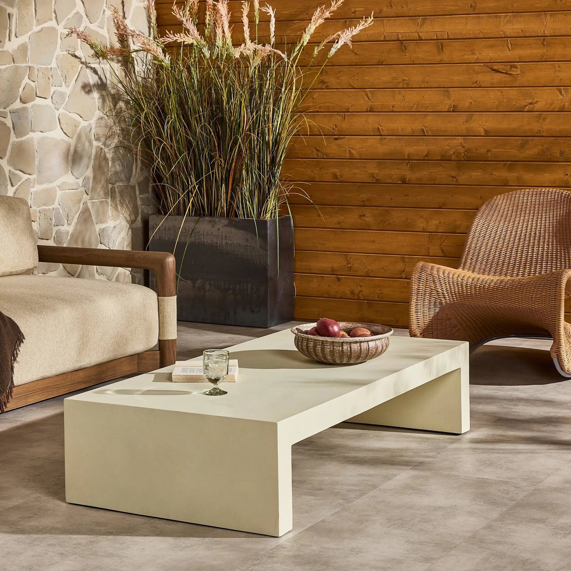 Parish Coffee Table by Four Hands. Made from concrete in a modern style.