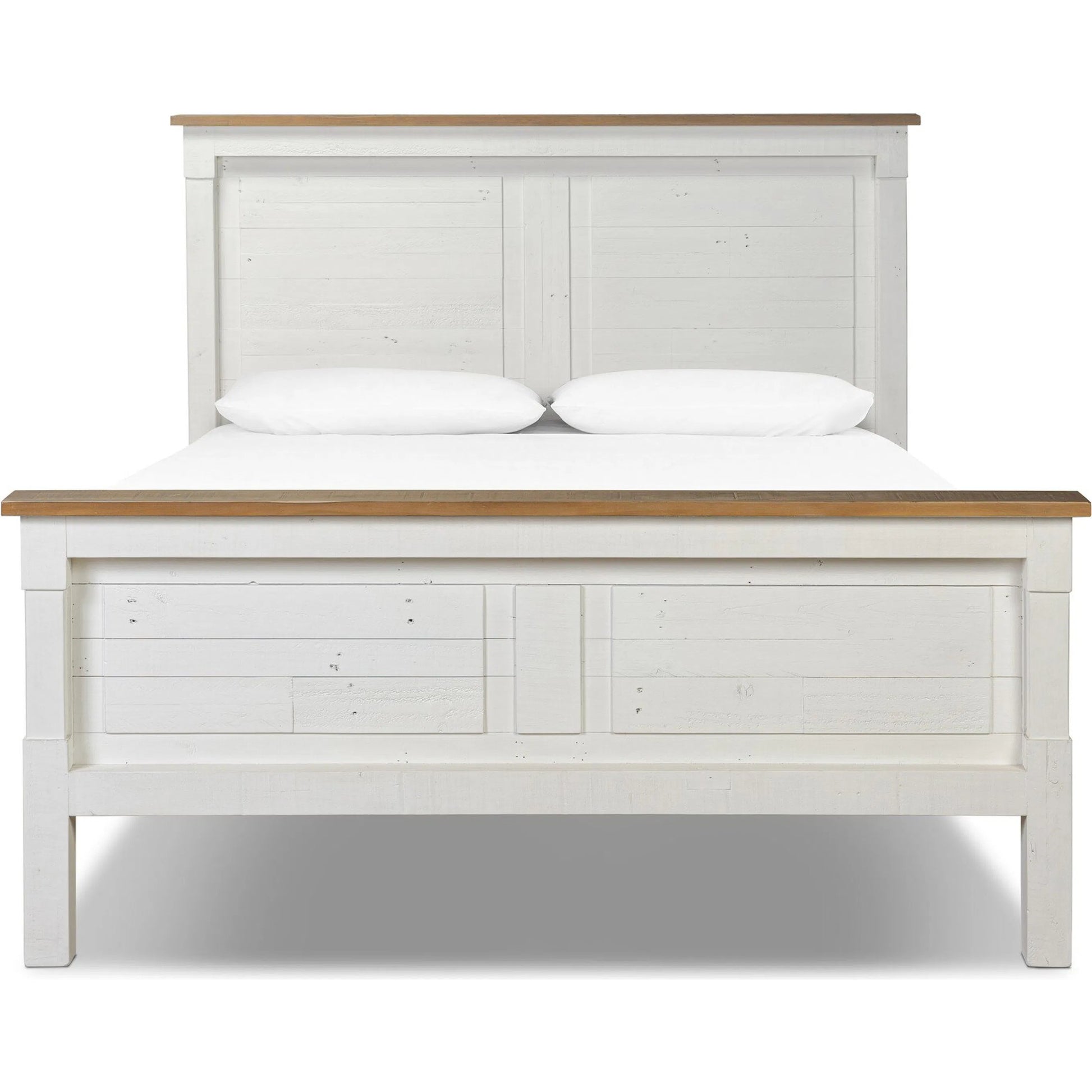 Cintra Bed by Four Hands in limestone white. Made from solid mixed reclaimed wood in a unique style.