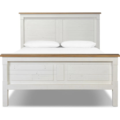 Cintra Bed by Four Hands in limestone white. Made from solid mixed reclaimed wood in a unique style.