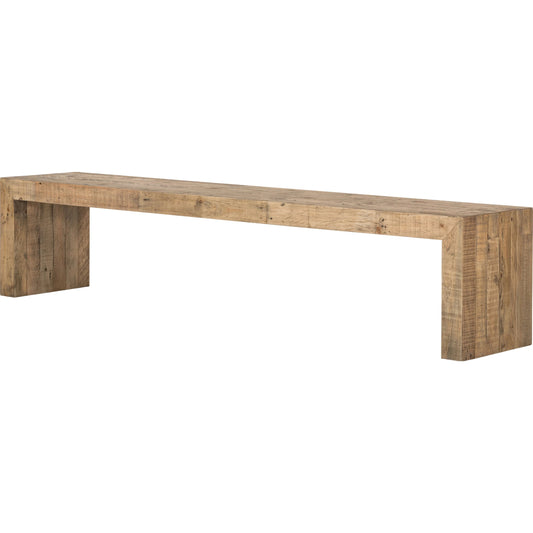 Ruskin Bench by Four Hands in sierra rustic natural. Made from solid reclaimed pine in a modern style.