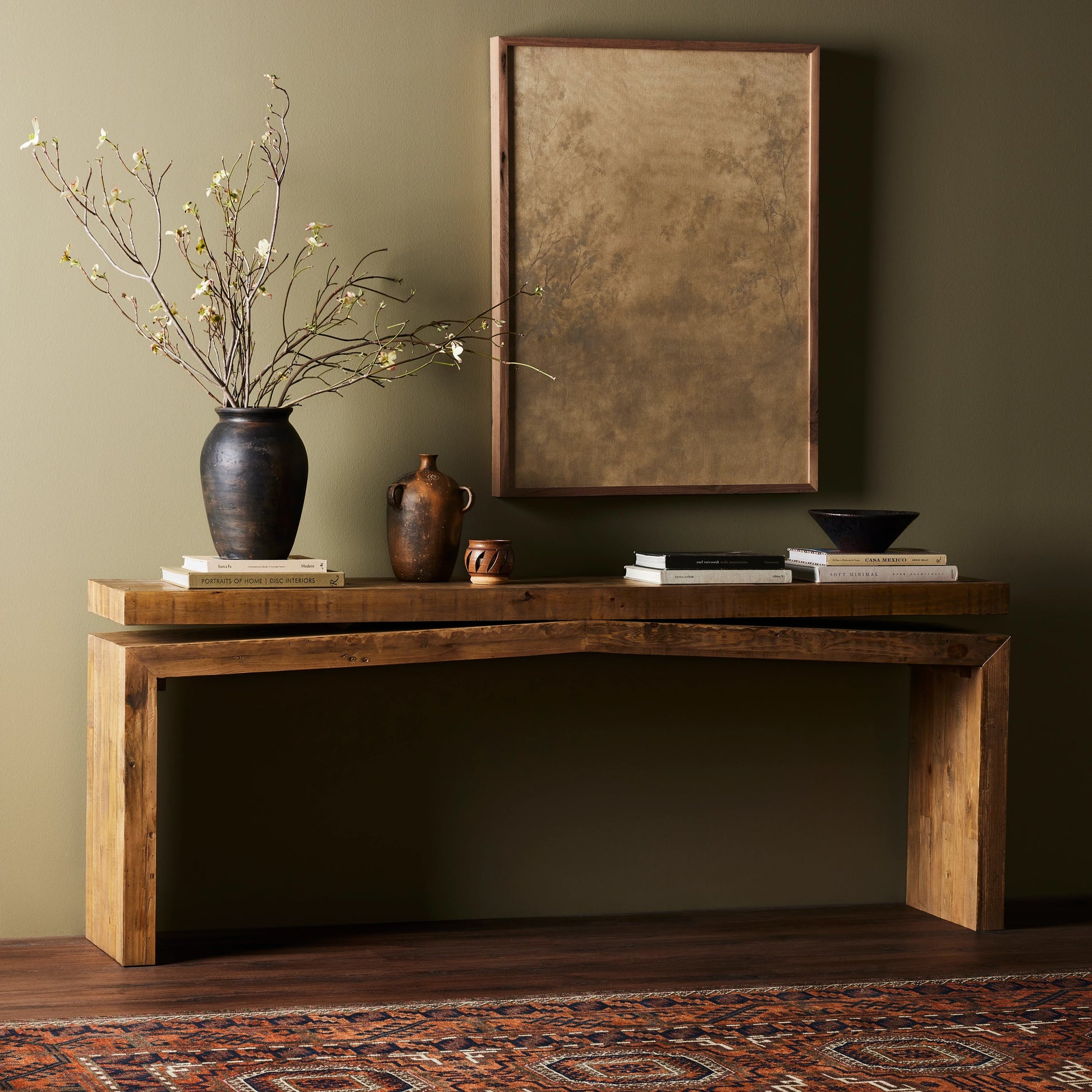 Matthes Reclaimed Pine Console Table by Four Hands. Made from solid reclaimed pine in a rustic style.