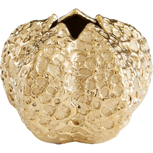 Pores Vase by Cyan Design in gold. Made from porcelain in a eclectic & global style.