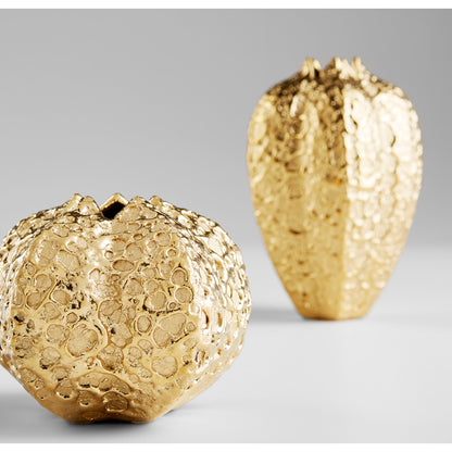 Pores Vase by Cyan Design in gold. Made from porcelain in a eclectic & global style.