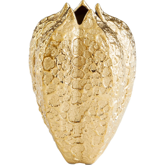Pores Vase by Cyan Design in gold. Made from porcelain in a eclectic & global style.