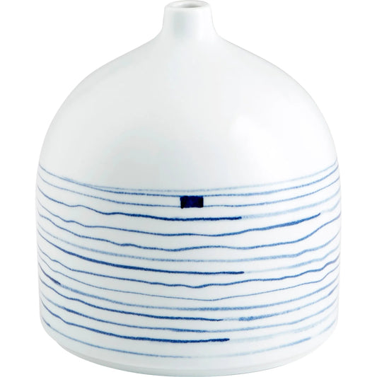 Whirlpool Vase by Cyan Design in blue, white. Made from ceramic in a modern style.
