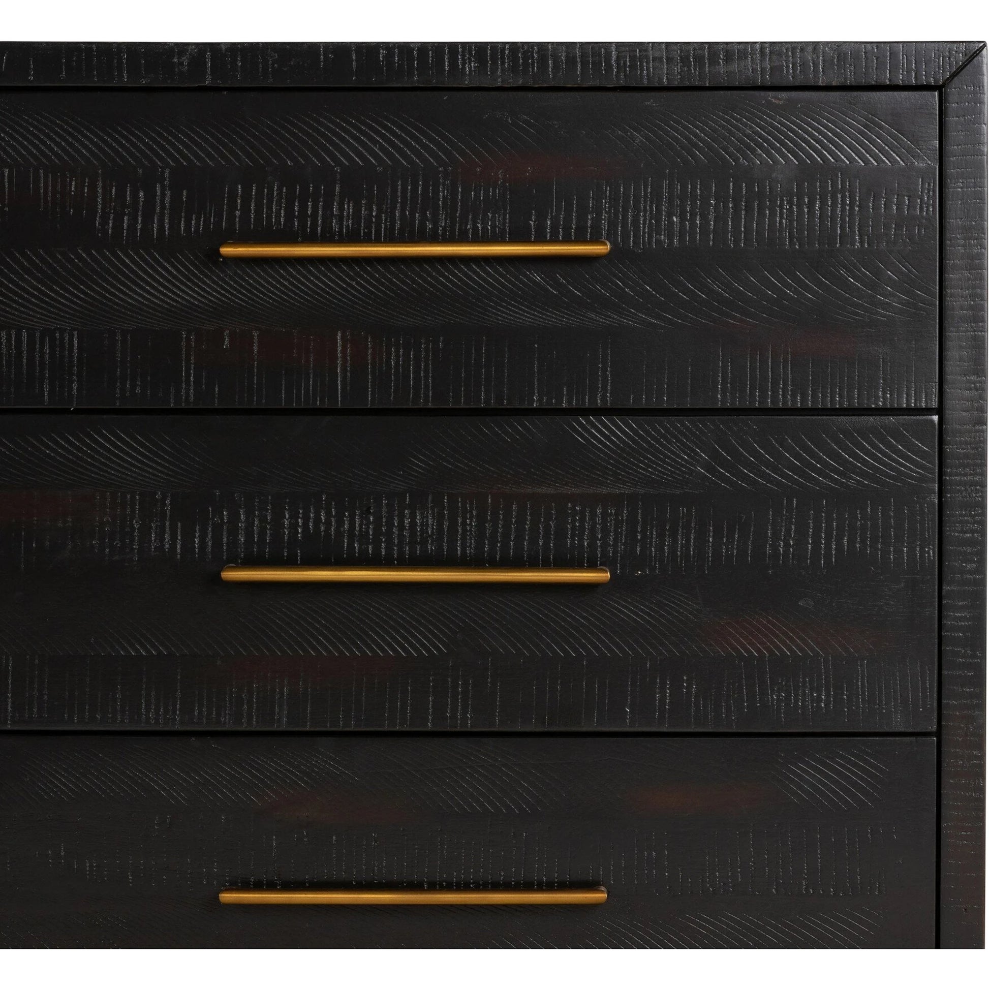 Suki 6 Drawer Dresser by Four Hands in burnished black. Made from resawn mixed wood, mixed wood solid in a modern style.