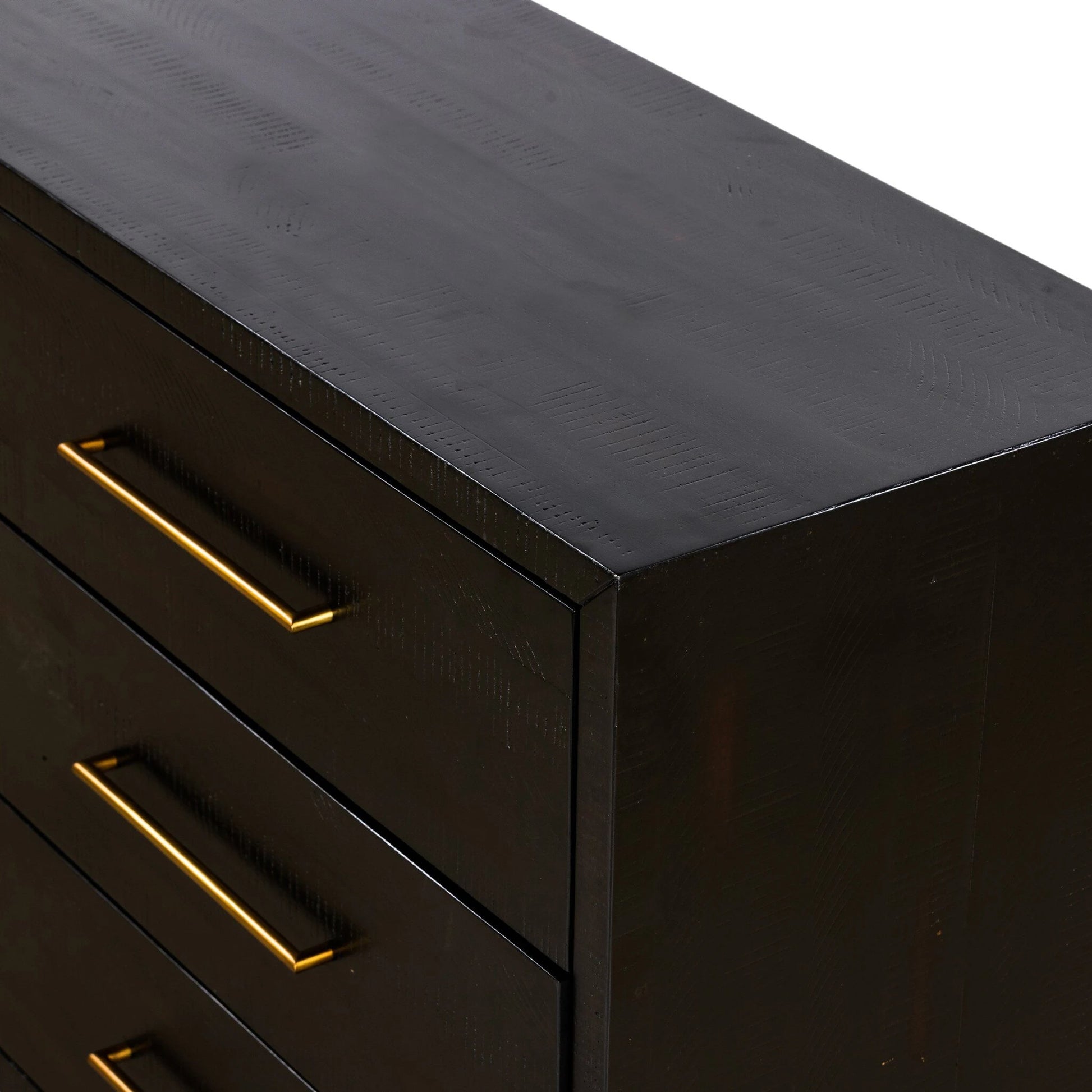 Suki 6 Drawer Dresser by Four Hands in burnished black. Made from resawn mixed wood, mixed wood solid in a modern style.