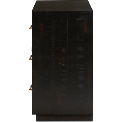Suki 6 Drawer Dresser by Four Hands in burnished black. Made from resawn mixed wood, mixed wood solid in a modern style.