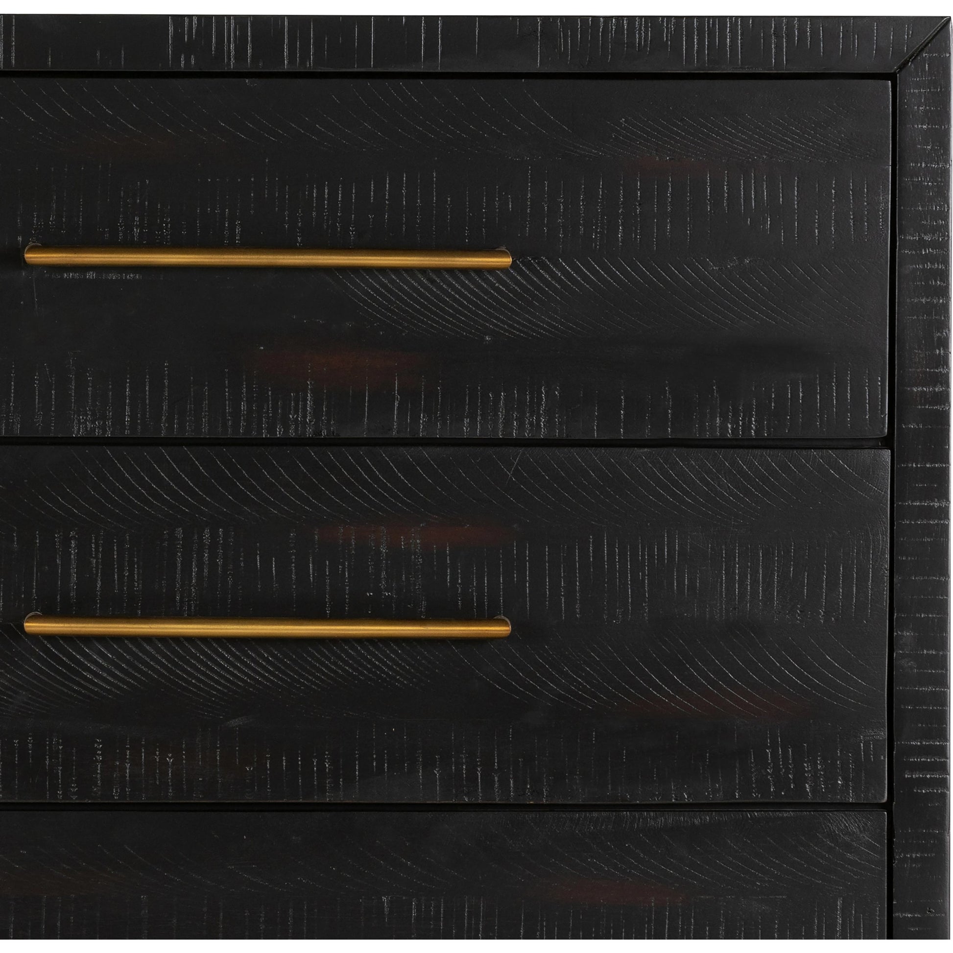 Suki Tall Boy by Four Hands in burnished black. Made from resawn mixed wood, mixed wood solid in a modern style.